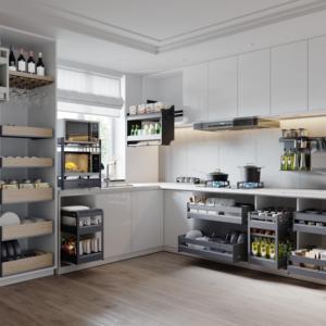 Organizador de Cajones Extraíble de Aleación de Aluminio para Cocina, Estilo Lujoso, Alta Calidad, 70 Series, Marca Goldmine - Product Image 5