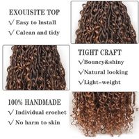 Extensions de cheveux synthétiques tressées en boîte de 18 pouces, style River Locs, avec pointes bouclées bohèmes, couleur ombrée, pour femmes noires
