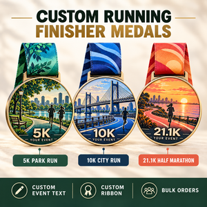 Custom Running Medals 5K 10K 21.1K With Digital Printed Scenes And Colorful Ribbons For Walk <b>Run</b> Events OEM ODM medal manufactu - Product Image 3