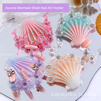 Support magnétique professionnel en résine plastique pour faux ongles Aurora Mermaid Shell – Présentoir d'entraînement pour la pratique du nail art et la formation en manucure