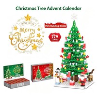 Calendrier de l'Avent de Noël EPT 24 jours, blocs de construction 779 pièces, jouet arbre de Noël, compte à rebours pour Noël, boîte cadeau surprise