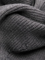 Robe pull mi-longue en tricot côtelé gris foncé sur mesure pour femmes, col montant, collection automne, par des fabricants de vêtements en tricot