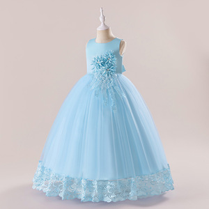 Vestido de Fiesta Largo con Flores para Niñas, Vestido de Princesa para Actuaciones, Cumpleaños y Eventos Formales - Product Image 2