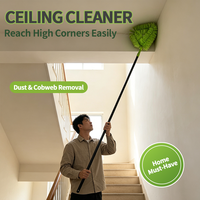 Brosse à toile d'araignée robuste en PP avec manche extensible pour nettoyer les coins et les toiles d'araignée, outil ménager écologique