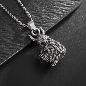 Pendentif Casque de Viking en Argent Tibétain pour Homme, Collier Rétro au Design Nordique, Motif Squelette Géométrique, Usage Quotidien LD044 - Product Image 2