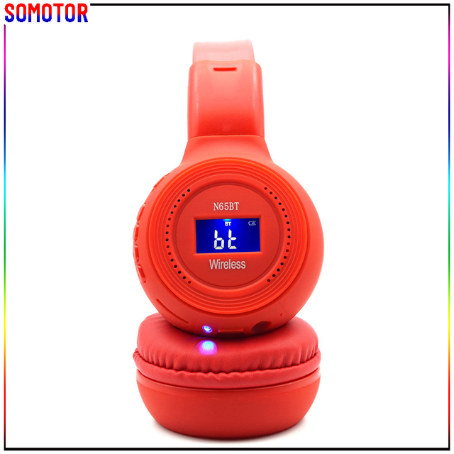 Over-Ear Bluetooth Wireless Sport Headset Support TF Card and FM Radio Three-in-One Digital Display Headphones