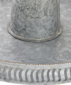 Soporte redondo moderno para pasteles y dulces, Hierro de metal galvanizado de dos niveles con tapa superior de madera para decoración del hogar y fiestas - Product Image 2