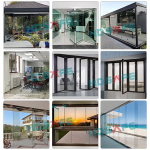 Gran puerta de vidrio sin marco apilable partición de vidrio acordeón puerta plegable Oficina restaurante de lujo Hotel puerta plegable proyecto - Product Image 6