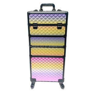 Nouvelle conception, valise à roulettes de maquillage 4 en 1, chariot avec divers compartiments et roues pour les artistes maquilleurs et les professionnels de la beauté - Product Image 2