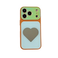 Coque en acrylique miroir en forme de cœur avec collision de couleurs tendance pour iPhone 14 15 16 17 18 Pro Max, protection de pare-chocs et de l'objectif de la caméra