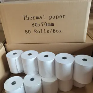 50 rouleaux/boîte rouleaux de papier thermique 80x70mm rouleau de papier pour imprimante thermique fabriqué en Chine