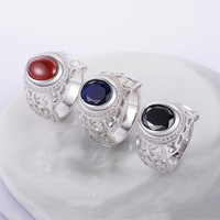 Nuevo 2015 joyería de plata esterlina gran anillo de piedra para hombre rubí CZ anillo