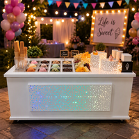 LEDA Chariot à bonbons mobile en métal personnalisé avec éclairage RGB, style simple, présentoir pour desserts et snacks, idéal pour la décoration de mariages et événements