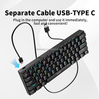 Teclado Mecánico para Juegos ZIFRIEND H61k 60% 61 Teclas con Interruptores Azules y Rojos para Computadora Portátil y PC