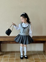 Ensemble de vêtements pour filles de style coréen, couleur unie, automne-hiver, pull ample, jupe plissée, pantalon évasé, ensemble décontracté pour enfants
