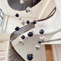 Lustre suspendu décoratif moderne pour escalier, villa, espace commercial, luminaire suspendu personnalisé en forme de lave pour plafond double hauteur, hôtel