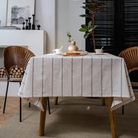 Nappe rectangulaire en coton et lin, style bohème et rustique, en toile de jute teinte en fil noir rayé, vente en gros