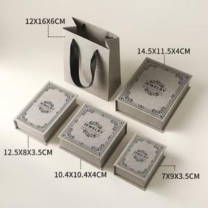 Boîte <span class=keywords><strong>à</strong></span> bijoux en carton recyclable de style livre avec ruban pour bagues, boucles d'oreilles, bracelets, boîte cadeau pour bougies - Product Image 3