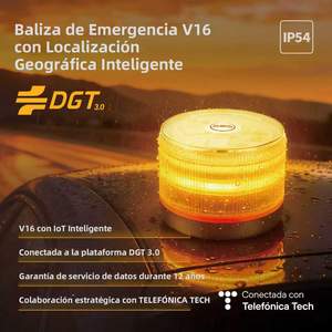 V16 DGT 3.0 Beacon Zugelassen mit GPS-Ortung + SIM-Verbindung Inklusive bis 2038 Intelligente Standortverfolgung + IP54-Schutzklasse - Product Image 1