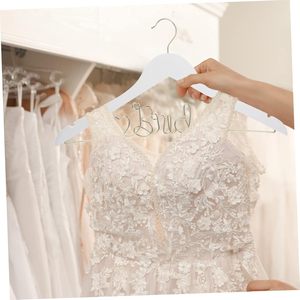 فستان زفاف للعروس شماعات العروس العريس سلك حروف خشبية بيضاء فستان زفاف شماعات هدية زفاف - Product Image 6