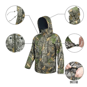 Chaqueta impermeable ligera y transpirable para hombre, conjunto multifuncional para exteriores, impermeable, poliéster, disfraz de caza, ropa - Product Image 4