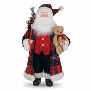 Nouveaux articles : Mascottes de Père Noël grandeur nature amusantes, en laine feutrée à carreaux rouges et bleus, Papai <span class=keywords><strong>Noel</strong></span> - Product Image 3