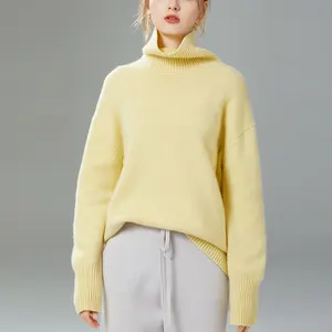 Women Pullover Sweater 2022 Autumn Winter New Women's Thickened Cashmere Turtleneck Pullover Loose Cashmere Sweater Woman