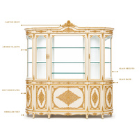 Vitrine haute de présentation de bijoux de style baroque français sur mesure, en bois sculpté, avec éclairage LED, pour magasin de détail et distributeur en gros