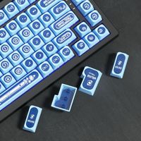 Blaue Katzenauge-Serie Wärmeübertragung Gaming Niedliche Tastenkappen 138 Tasten Originalhöhe Mechanische Tastatur Individualisiert