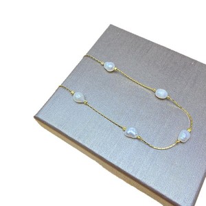 สร้อยคอเครื่องประดับที่ดี925เงินสเตอร์ลิงไข่มุกน้ำจืดธรรมชาติไข่มุกไข่มุกไข่มุกแท้ลูกปัดทองคำช่วงเวลาสร้อยคอชุบทองผู้หญิง - Product Image 6