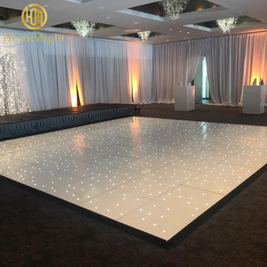Piste de danse LED portable en acrylique étoilée noire et blanche de 16x16 pieds pour mariage et discothèque - Product Image 1