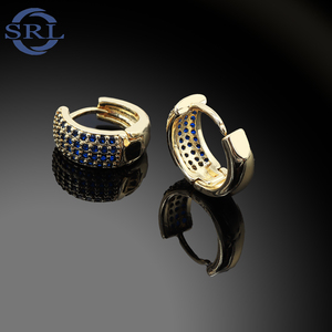 Bán Chạy Nhất Srl Hoàng Gia Màu Xanh Pha Lê Hoop Bông Tai Sang Trọng Vàng-Mạ Đồ Trang Sức Bằng Đồng Cho Phụ Nữ Tik Tik Instagram Phong Cách Thời Trang - Product Image 6