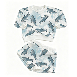 Ensembles de vêtements pour filles tendance, deux pièces, sweat-shirts à manches longues, shorts en molleton français, imprimés western, tenues pour bébés garçons - Product Image 3