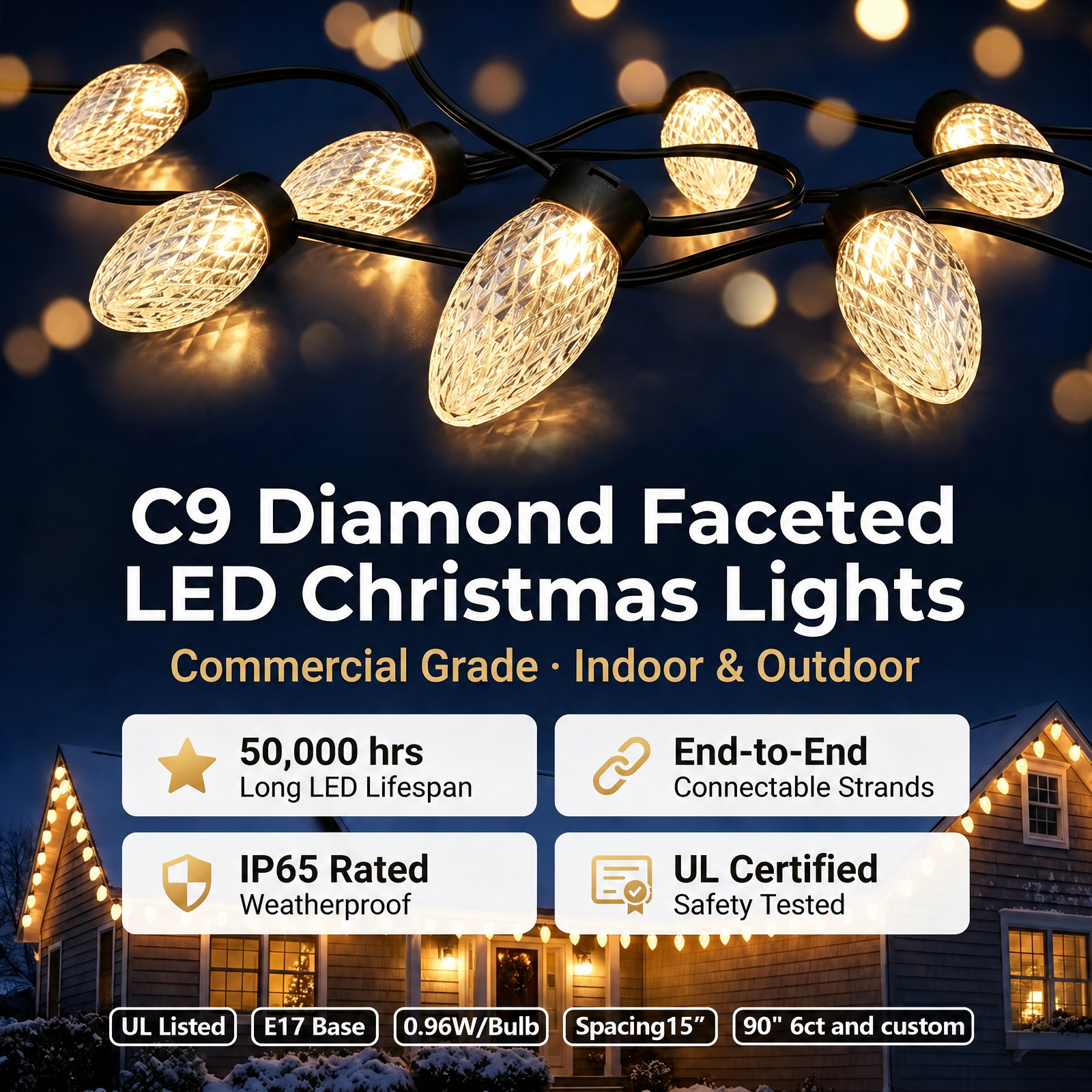 100ft 250ft 300ft C9 Led Bulb Christmas Tree Lights 24V Outdoor Waterproof Ip65 Holiday Decoration Smart String Lighting · image 2