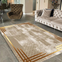 Tapis de sol vintage de luxe 3m, design marbré moelleux personnalisé, imprimé 3D abstrait, pour salon