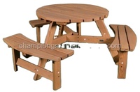 8 places En Plein Air Bar Meubles En Bois Rond Table de Pique-Nique de Jardin tables et bancs en bois de salle à manger en bois Table de Pique-Nique chaise ensemble de barbecue