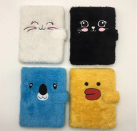 Winter Warm A5 Carnet d'animaux de dessin animé Carnet de notes couvert de peluche Journal planificateur à couverture rigide avec peluches