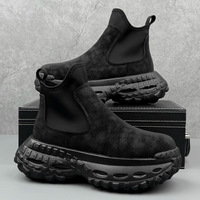 Bottes Martin noires montantes pour hommes, chaussures d'hiver fabriquées en usine, doublées polaire, grandes tailles, marque tendance pour le commerce international
