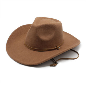 Sombrero de vaquero con logotipo estampado <span class=keywords><strong>Invierno</strong></span> Nuevo diseño Sombreros Fedora Mujeres Venta al por mayor <span class=keywords><strong>2023</strong></span> Sombreros de vaquero para hombre con cuerda cortavientos - Product Image 4