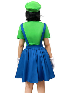 Robe de cosplay <span class=keywords><strong>Mario</strong></span>/Luigi pour femmes, costume de jeu de rôle sur le thème d'Halloween - Product Image 5