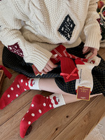 Chaussettes pour chaton, grandes chaussettes de Noël rouges, chaussettes en coton avec nœud pour le Nouvel An, chaussettes rouges avec nœud