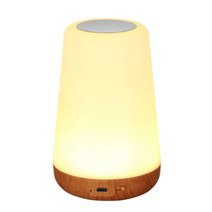 Touch Control <b>LED</b> Night Light Wood Base Warm White 2700K <b>Battery</b> Powered CRI 90 25000 Hours Lifespan Minimalist Design for - Product Image 1