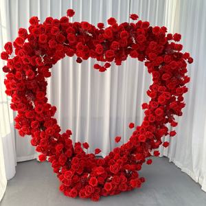 T-HFA068ขายดีฉากหลังซุ้มดอกไม้ประดิษฐ์รูปหัวใจดอกไม้ซุ้มดอกกุหลาบผ้าไหมสำหรับตกแต่งงานแต่งงาน - Product Image 4