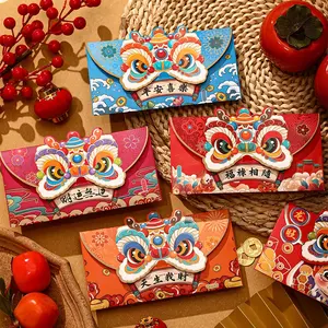Lüks çin yeni yıl 2024 ürünleri geleneksel Hong Bao para hediye zarf yaratıcı tasarım kırmızı zarf altın folyo kırmızı paket