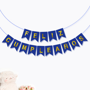 Pancarta Feliz Cumpleaños, Guirnalda de Banderines con Cola de Pez Dorado, Decoración de Fiesta de Papel - Product Image 3