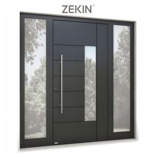 ZEKIN 2025 Puerta Moderna Minimalista de Madera Sólida, Puerta de Seguridad Antirrobo Pivotante, Puerta Blindada de Metal y Aluminio para Apartamento, Exterior - Product Image 1