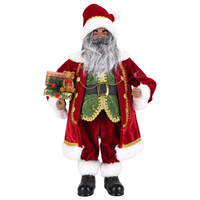 Statue de Père Noël en velours rouge avec bordure dorée, décoration du Nouvel An sur la cheminée de la table, nouvelle arrivée