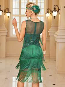 Robe vintage <span class=keywords><strong>des</strong></span> années <span class=keywords><strong>20</strong></span>, années 1920, <span class=keywords><strong>tenue</strong></span> de soirée à paillettes et franges pour femmes, style le Grand Gatsby - Product Image 3
