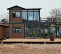 Maison préfabriquée modulaire en verre à design moderne, mur-rideau, pour usage commercial et bureautique