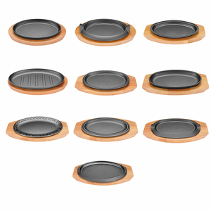 Ensemble d'assiettes à frire de fajita pré-assaisonnement, poêle à steak en fonte avec base, 8 pièces - Product Image 2